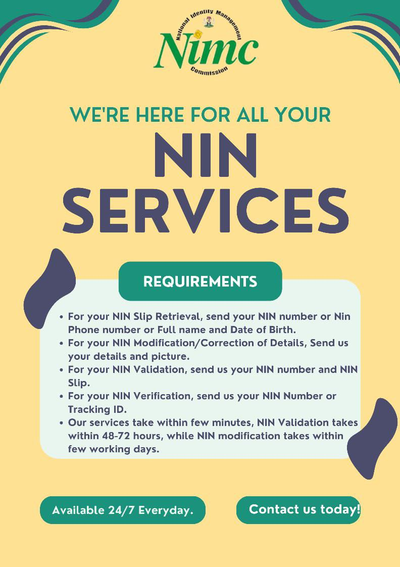 NIN services information flyer